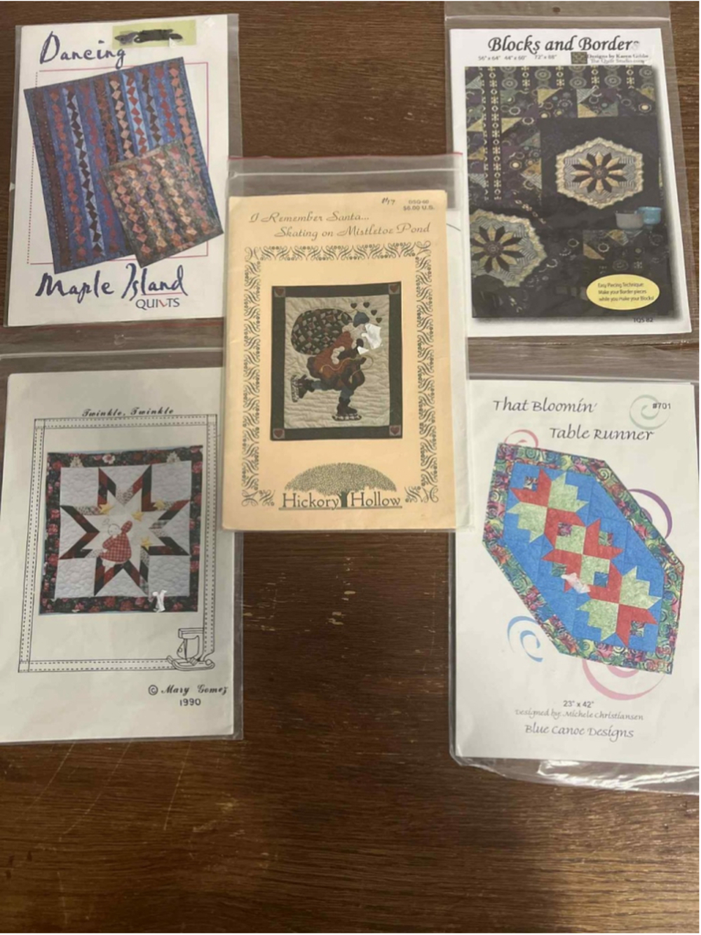 Lot of 5 NEW Quilt Patterns Maple Island Hickory Hollow Blue Canoe Mary Gomez